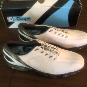 MENS FootJoy golf cleats, new with box, size 13N, white/gray